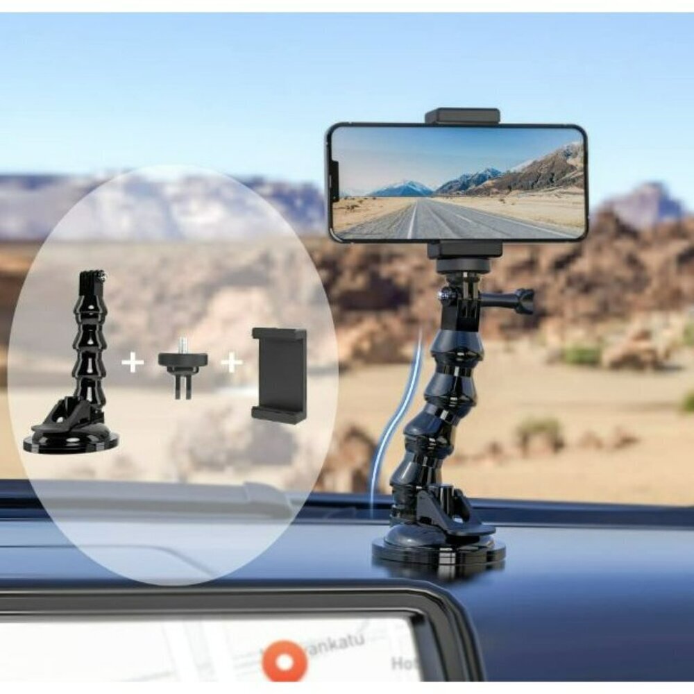 Flexible Gooseneck Extension Suction Cup Car‎ Mount Holder with Phone Holder for